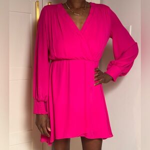 GIANNI BINI-FLOWY LONG SLEEVED A-LINE MINI DRESS